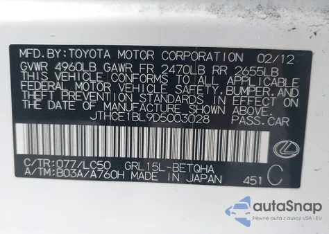 2013 Lexus Gs 350 z USA, uszkodzony, nr VIN JTHCE1BL9D5003028